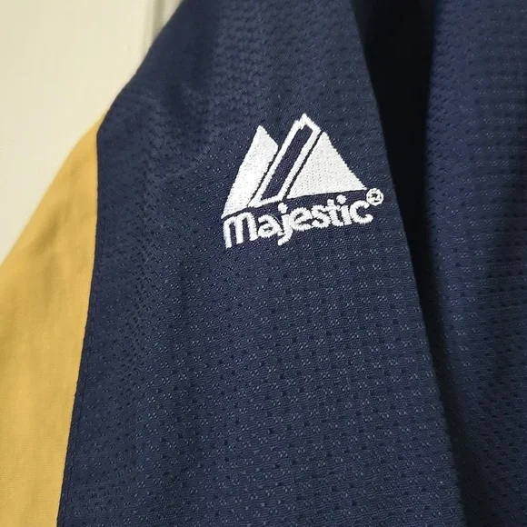 Milwaukee Brewers Majestic Baseball Jacket Embroidered Windbreaker Blue Size XL - Picture 5 of 11